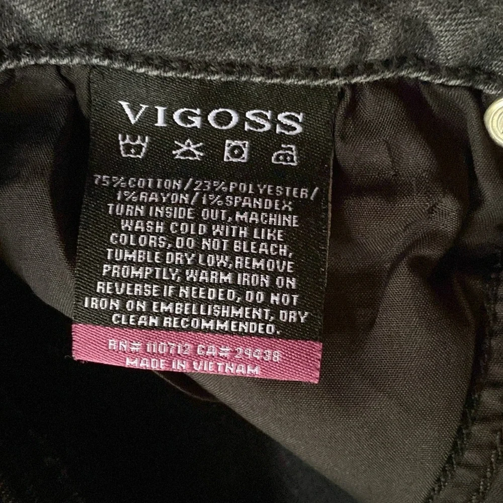 Vigoss black Ace Bermuda High rise button fly stretch denim‎ jean shorts